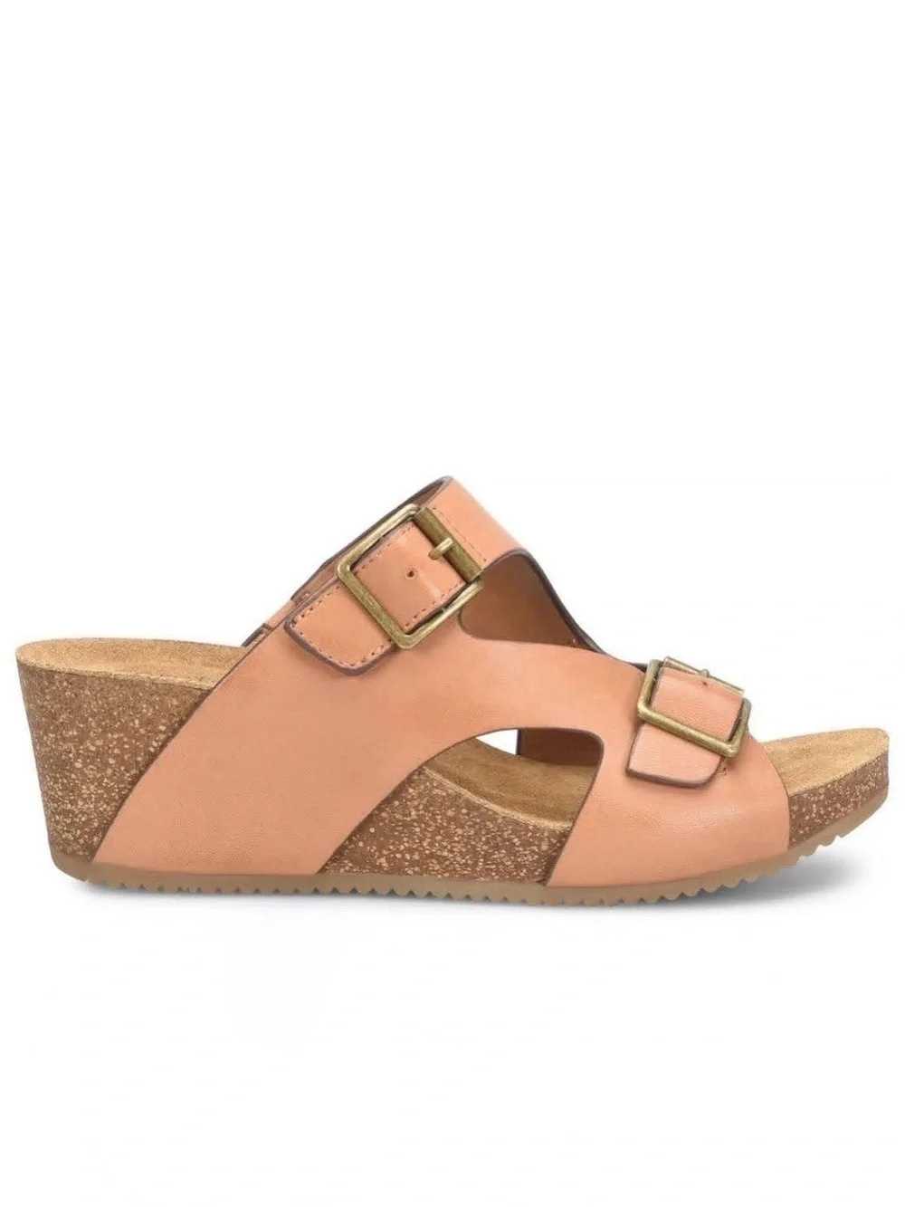COMFORTIVA Emah Tan Leather Slide-On Wedge--EUC--9